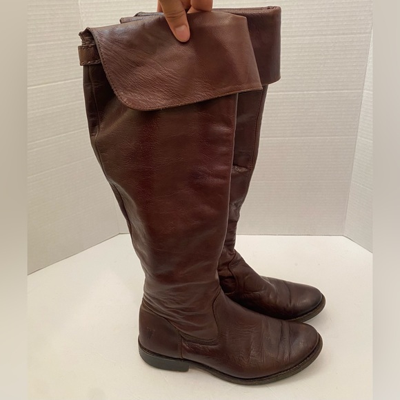 Frye Shirley Over-The-Knee Brown Leather Riding Boots Size 6 - Picture 4 of 12